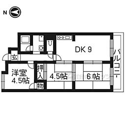 嵯峨野ロイヤルハイツ 3階3LDKの間取り