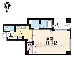 クチュール堀川 2階1Kの間取り