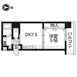 京都地下鉄東西線 西大路御池駅 徒歩4分の賃貸マンション 5階1DKの間取り