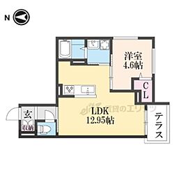 SIDE西ノ京 1階1LDKの間取り