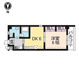 阪急京都本線 桂駅 徒歩7分の賃貸マンション 3階1DKの間取り