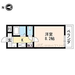 阪急京都本線 西院駅 徒歩12分の賃貸マンション 2階1Kの間取り
