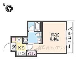 JR東海道・山陽本線 西大路駅 徒歩16分の賃貸マンション 4階1Kの間取り