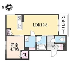 リガールメゾン　円町 2階1LDKの間取り