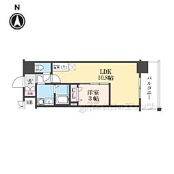 ソルテラスKYOTO西大路　瑠 6階1LDKの間取り