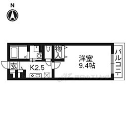 セレーノＳ・Ｋ 2階1Kの間取り