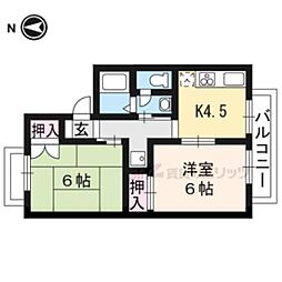 セジュール藤Ａ棟 1階2DKの間取り