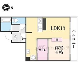 ＳＡＭＳＱＵＡＲＥ四条大宮 4階1LDKの間取り