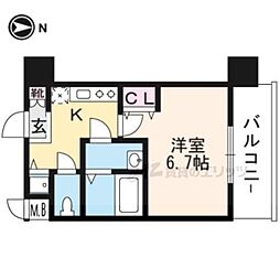 アドバンス京都ソナーレ 1Kの間取図画像