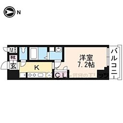 アクアプレイス京都洛南III 4階1Kの間取り