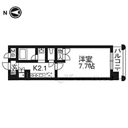 ベラジオ四条大宮 6階1Kの間取り