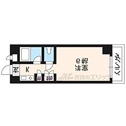 阪急京都本線 大宮駅 徒歩8分の賃貸マンション 4階1Kの間取り