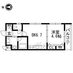 ベラジオ京都壬生EAST GATE 3階1DKの間取り