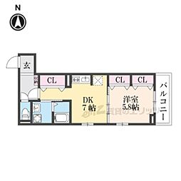 梅津東構口町アパート 304 3階1DKの間取り