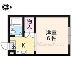 JR山陰本線 円町駅 徒歩7分の賃貸アパート 1階1Kの間取り