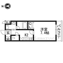 阪急京都本線 西院駅 徒歩7分の賃貸マンション 3階1Kの間取り