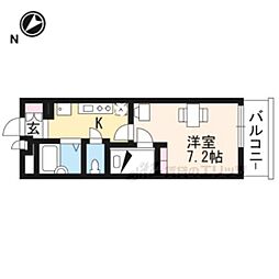 JR東海道・山陽本線 西大路駅 徒歩12分の賃貸アパート 1階1Kの間取り