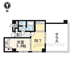 ルミエール西京極 5階1DKの間取り