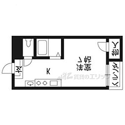 JR山陰本線 太秦駅 徒歩5分の賃貸マンション 2階1Kの間取り