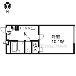 レオパレス東寺 1階1Kの間取り