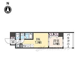 プロヴィスタ京都西院 1008 10階1Kの間取り