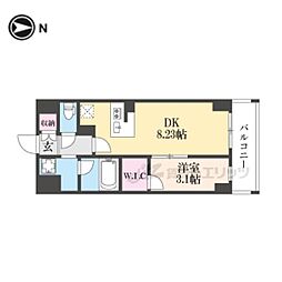 LW京都桜邸 1DKの間取図画像