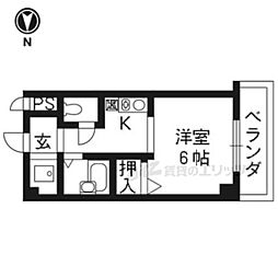 プランドール 1Kの間取図画像