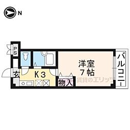 コモド清水 1Kの間取図画像
