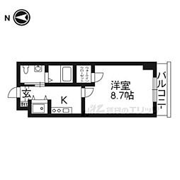 グランドジャルダン 1Kの間取図画像
