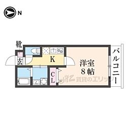 グランディール円町 1Kの間取図画像