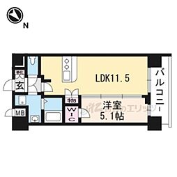 CRYSTALGLANZ京都西大路 1LDKの間取図画像