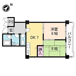 スペイシャス桂 2DKの間取図画像