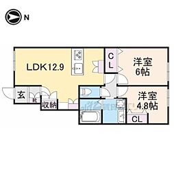 SORANA桂 2LDKの間取図画像