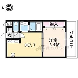 ロゼクリスタ 1DKの間取図画像
