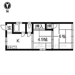 大橋マンション 2Kの間取図画像