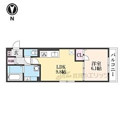 京都市中京区西ノ京西月光町アパート 1LDKの間取図画像