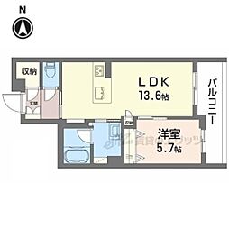 シャーメゾン上松屋町 1LDKの間取図画像