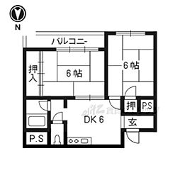 BNコート洛西 2DKの間取図画像