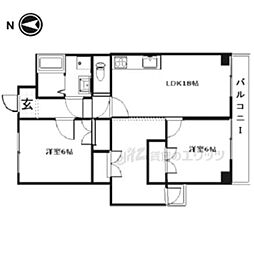 グレイスヴィラ阿部 2LDKの間取図画像