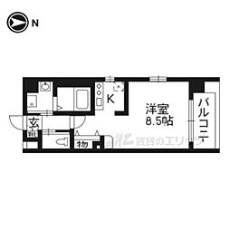 エイペックス京都東山三条 1Kの間取図画像