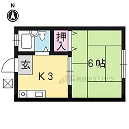 ヴィラカケハシA棟 1Kの間取図画像