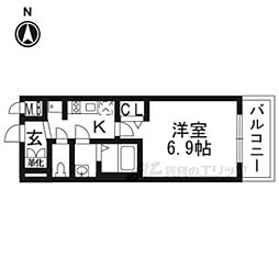 プレサンスTHEKYOTO華苑 1Kの間取図画像