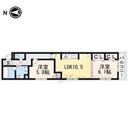 brillante鳥居本 2LDKの間取図画像