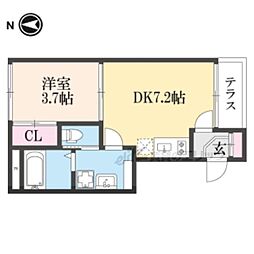 ハーモニーテラス祐 1DKの間取図画像