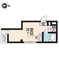 京都市営烏丸線 北大路駅 徒歩16分の賃貸マンション 3階ワンルームの間取り