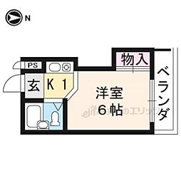 サンハイム島谷 2階1Kの間取り