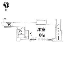 パレス松原 3階ワンルームの間取り