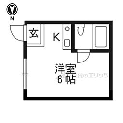 メゾンミヤギII 2階ワンルームの間取り