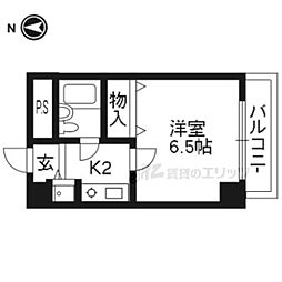 ライオンズマンション四条烏丸 4階1Kの間取り
