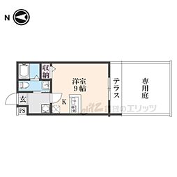 フラッティ北山II 1階ワンルームの間取り